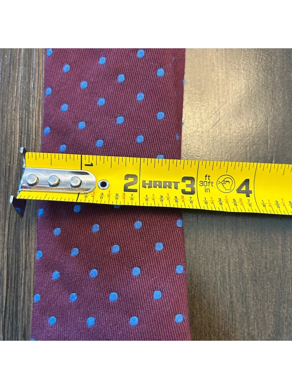 Vintage Y2K 90s M&S Burgundy Blue Polka Dot Wool Blend Men’s Tie NWOT